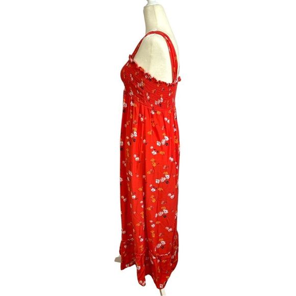 Isabel Maternity Red Floral Maxi Ruffle Dress Size Medium - Picture 2 of 9